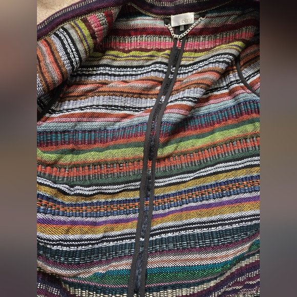 Ecru Multicolor Knit and Fringe Blazer. Size Small - Picture 12 of 15